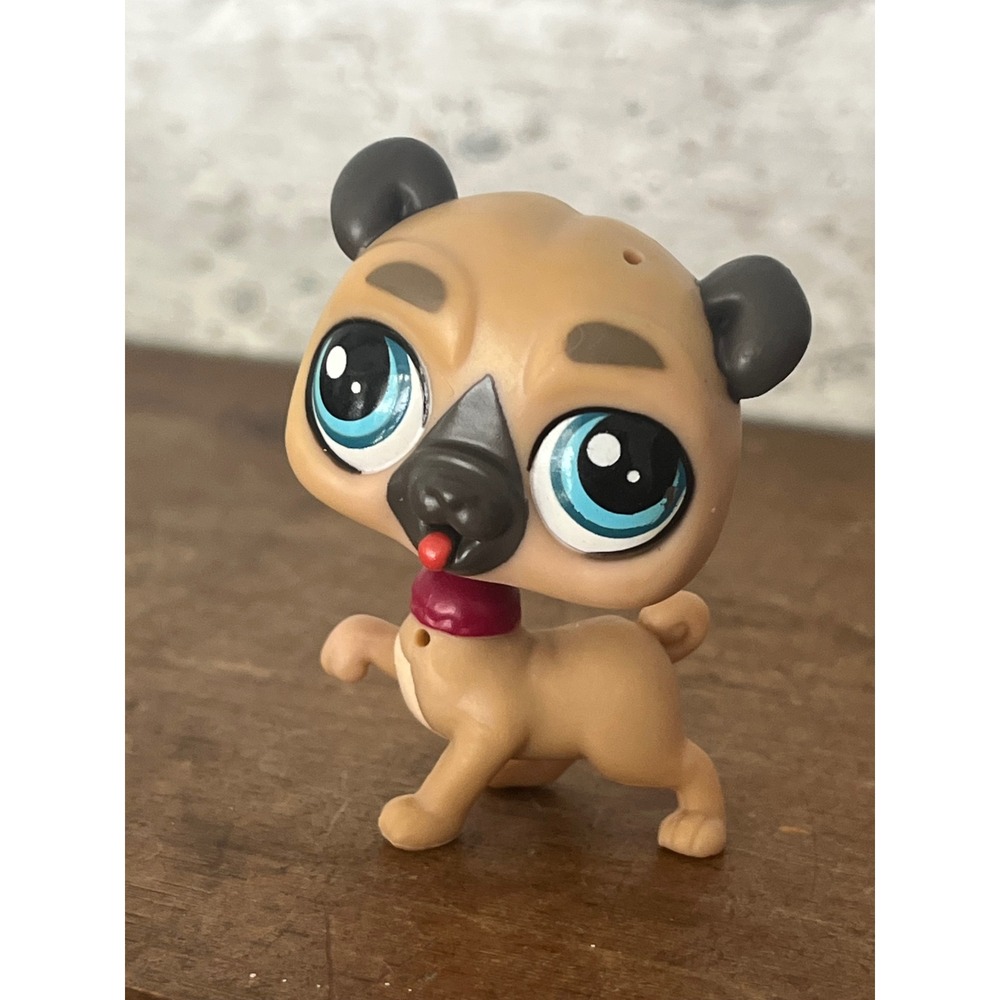 Littlest Pet Shop LPS Wagger‎ Hobbs Pug #3770 Tan & Black Puppy Dog